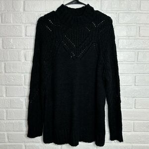 Torrid Pullover Sweater Turtleneck Pointelle Black size 1 1X Plus Size